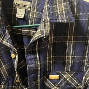 Carhartt Navy and White Plaid Shirt